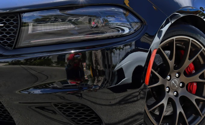 Black Car at the boca car wash hellcat